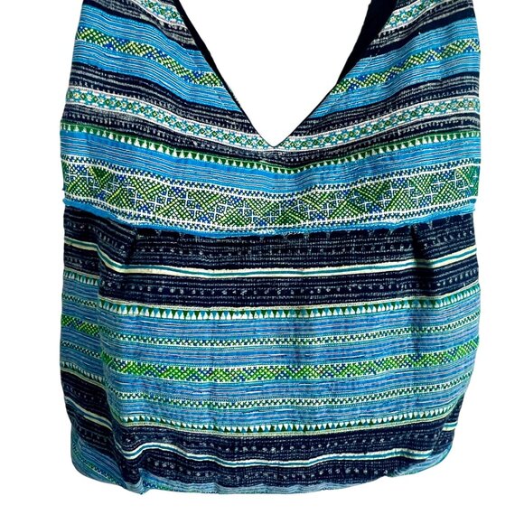 Vintage Boho Woven Hobo Hippie Shoulder Bag Cotton Ethnic Sling Blanket Tote - Picture 5 of 11